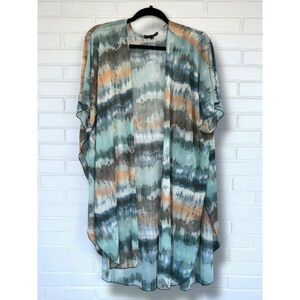 Try ! This Women’s S/M Tie-Dyed Batwing Sleeved Open Front Lightweight Kimono